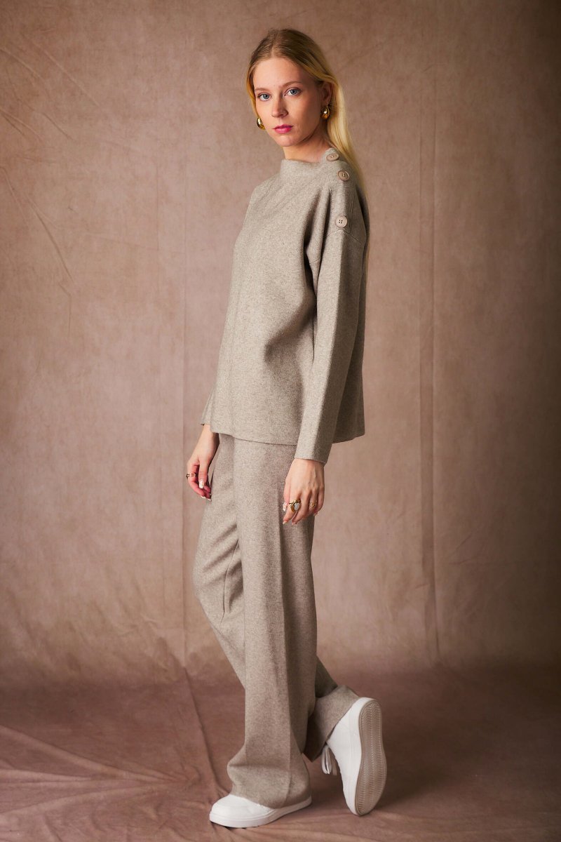 Ensemble pull et pantalon touché cachemire beige - RIVE GAUCHE