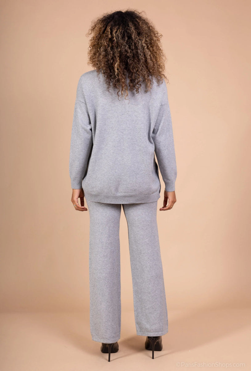 Ensemble pull et pantalon touché cachemire gris - RIVE GAUCHE