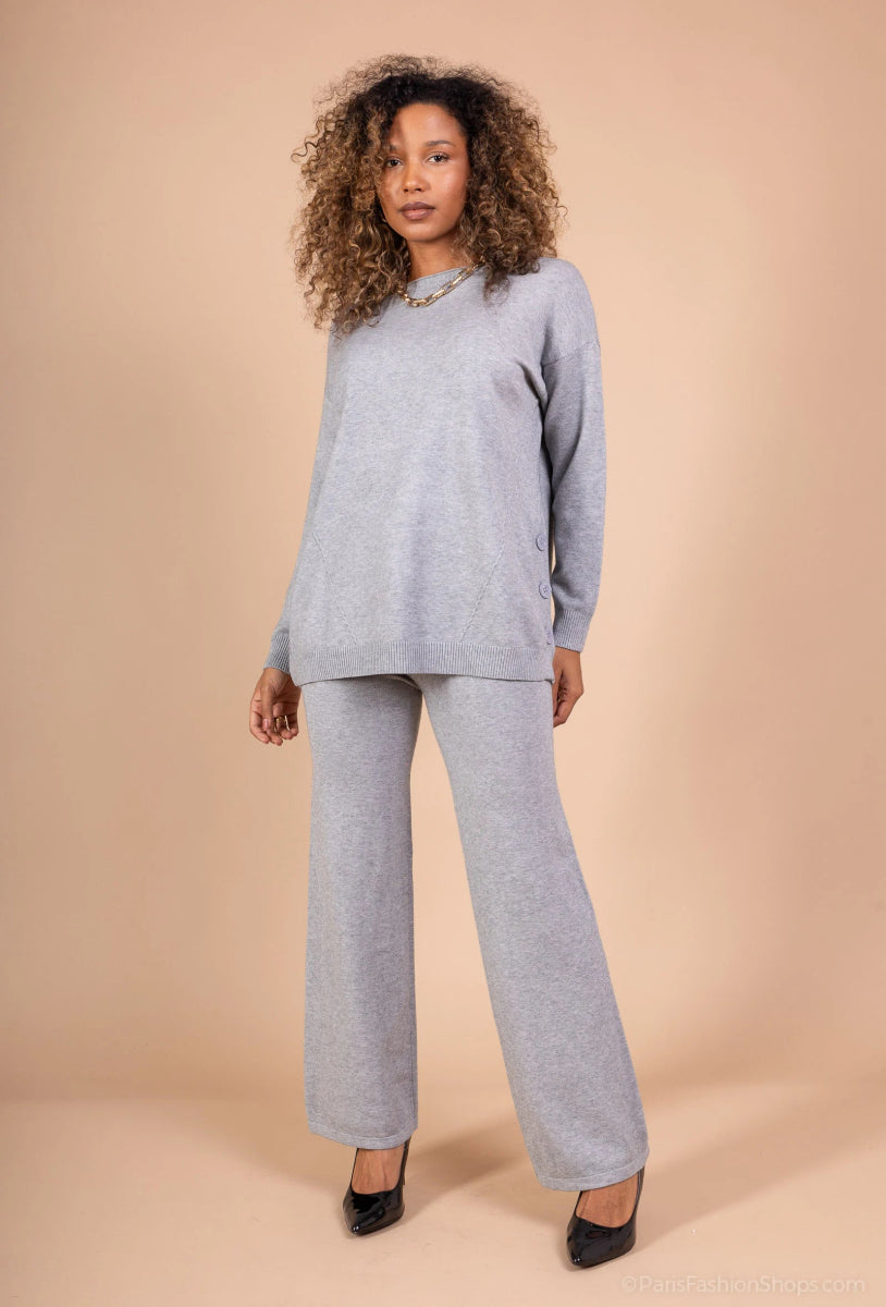 Ensemble pull et pantalon touché cachemire gris - RIVE GAUCHE