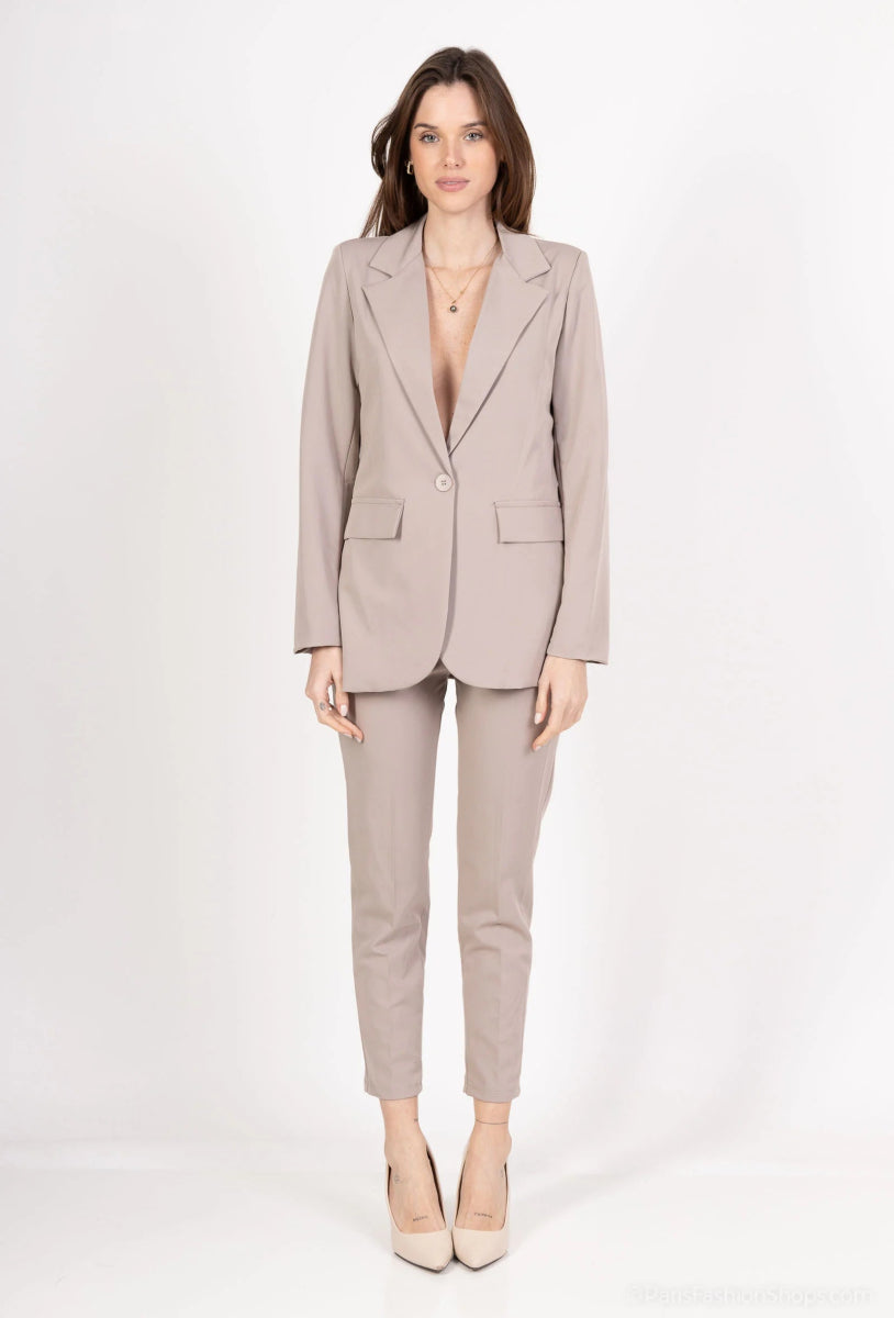 Ensemble tailleur beige veste et pantalon - RIVE GAUCHE