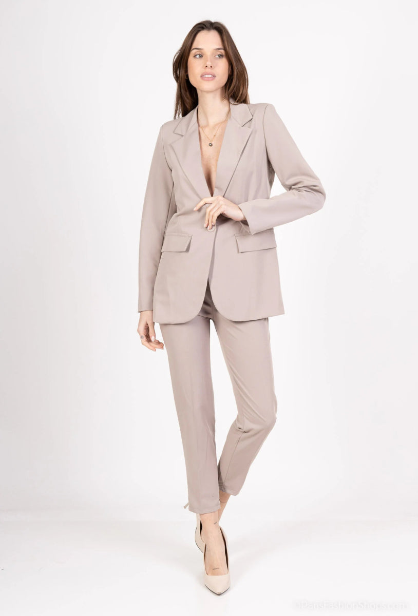 Ensemble tailleur beige veste et pantalon - RIVE GAUCHE