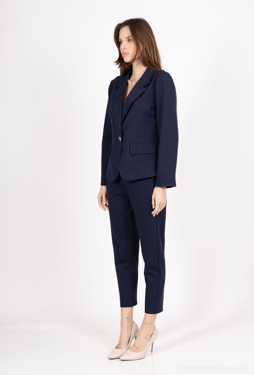 Ensemble tailleur bleu marine veste et pantalon - RIVE GAUCHE