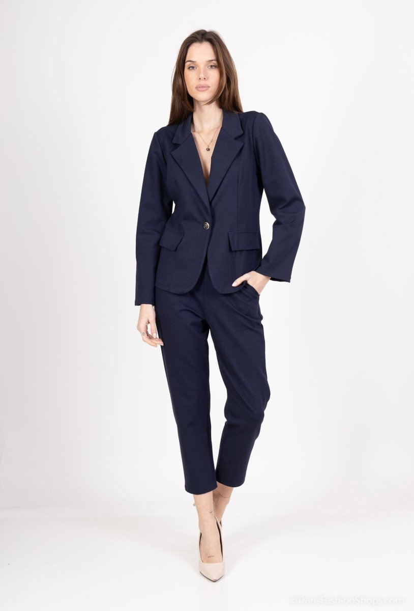 Ensemble tailleur bleu marine veste et pantalon - RIVE GAUCHE