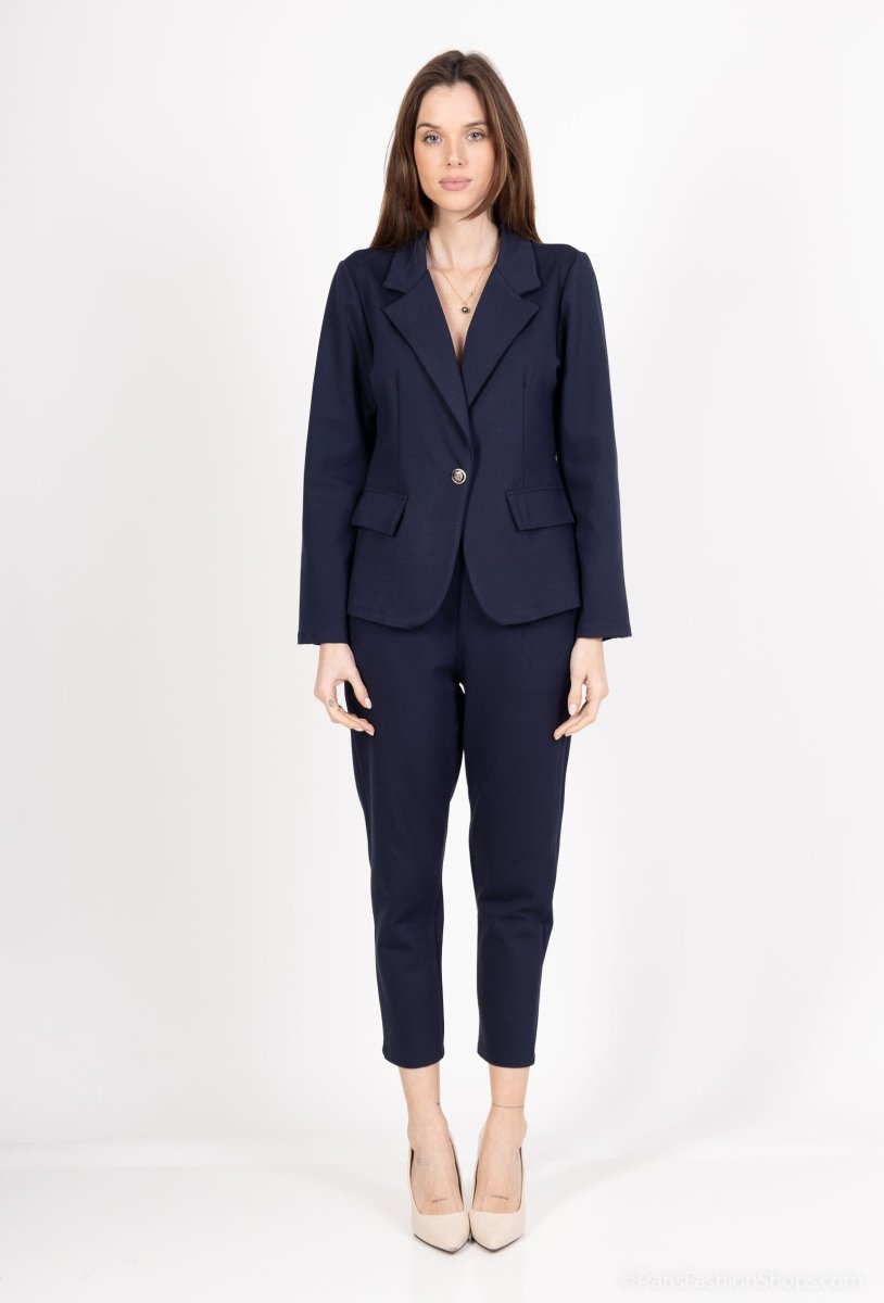 Ensemble tailleur bleu marine veste et pantalon - RIVE GAUCHE