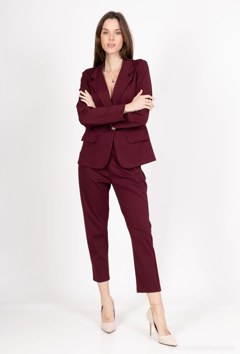 Ensemble tailleur bordeaux veste et pantalon - RIVE GAUCHE