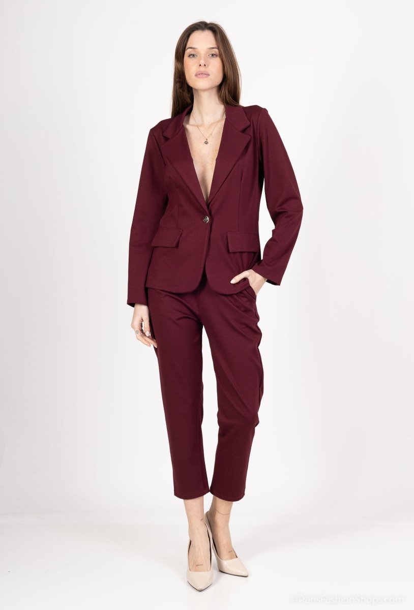 Ensemble tailleur bordeaux veste et pantalon - RIVE GAUCHE