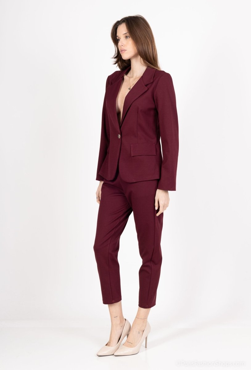 Ensemble tailleur bordeaux veste et pantalon - RIVE GAUCHE