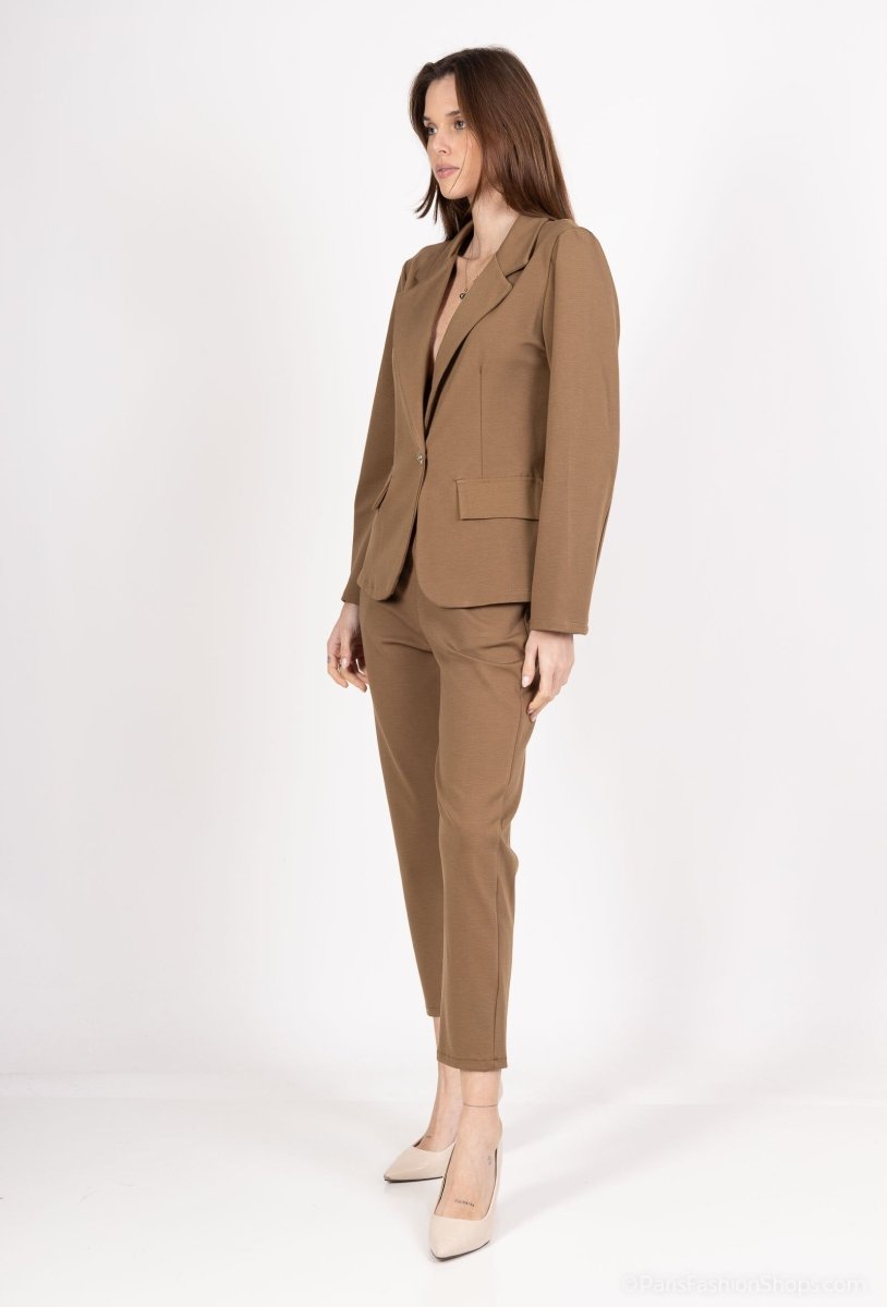 Ensemble tailleur camel veste et pantalon - RIVE GAUCHE