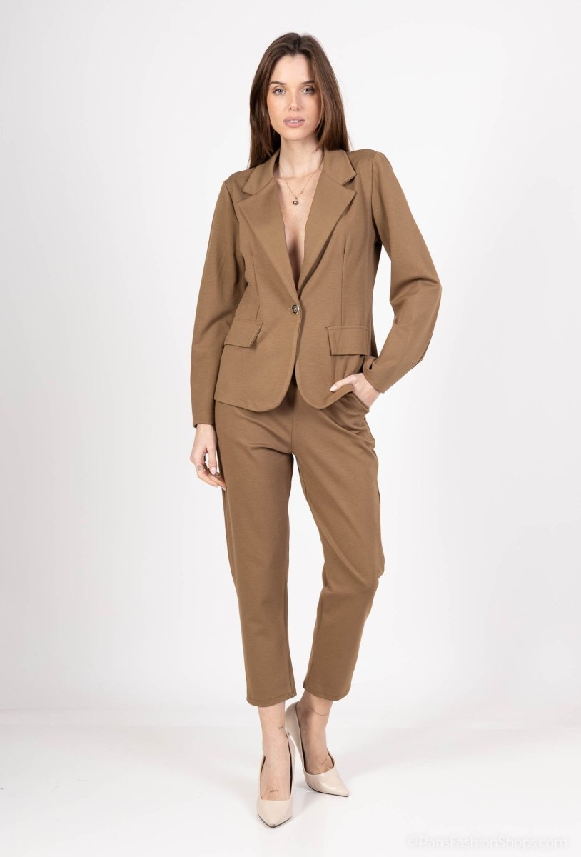 Ensemble tailleur camel veste et pantalon - RIVE GAUCHE
