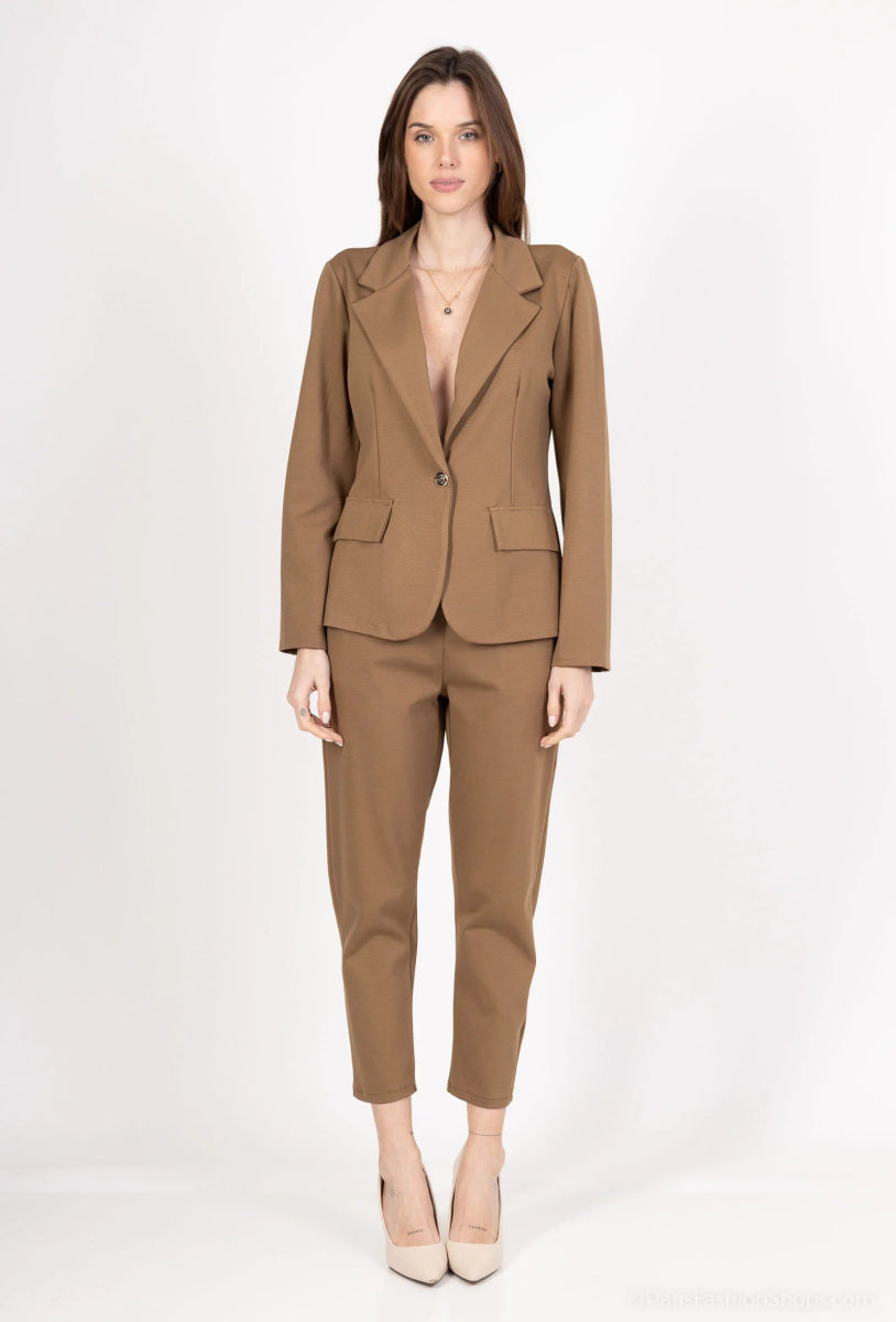 Ensemble tailleur camel veste et pantalon - RIVE GAUCHE