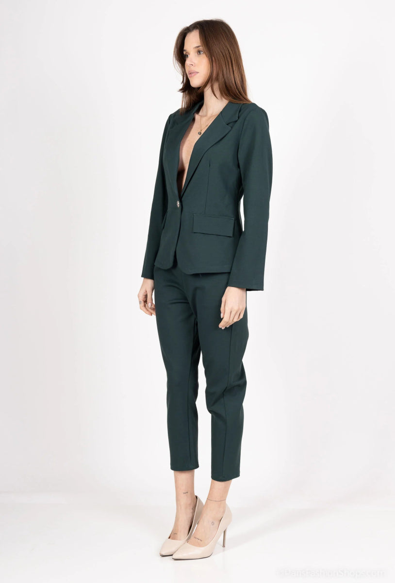 Ensemble tailleur vert foncé veste et pantalon - RIVE GAUCHE