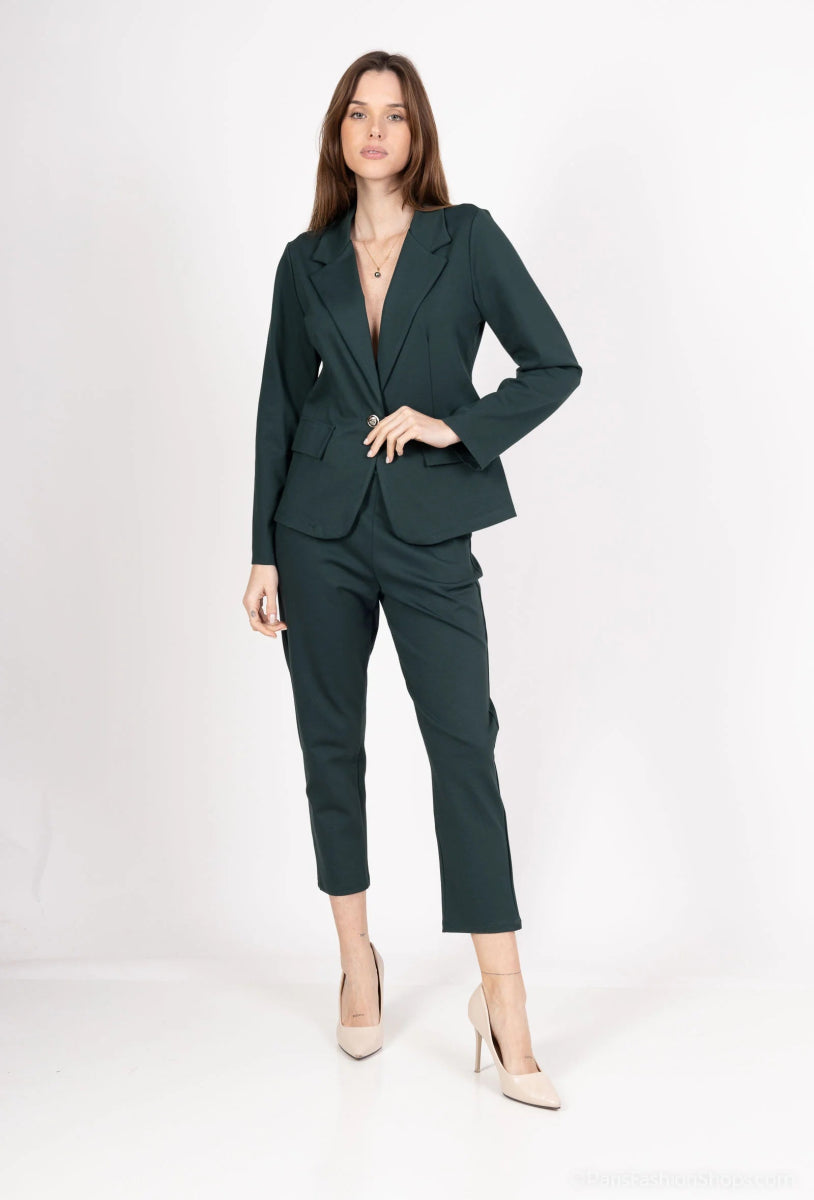 Ensemble tailleur vert foncé veste et pantalon - RIVE GAUCHE