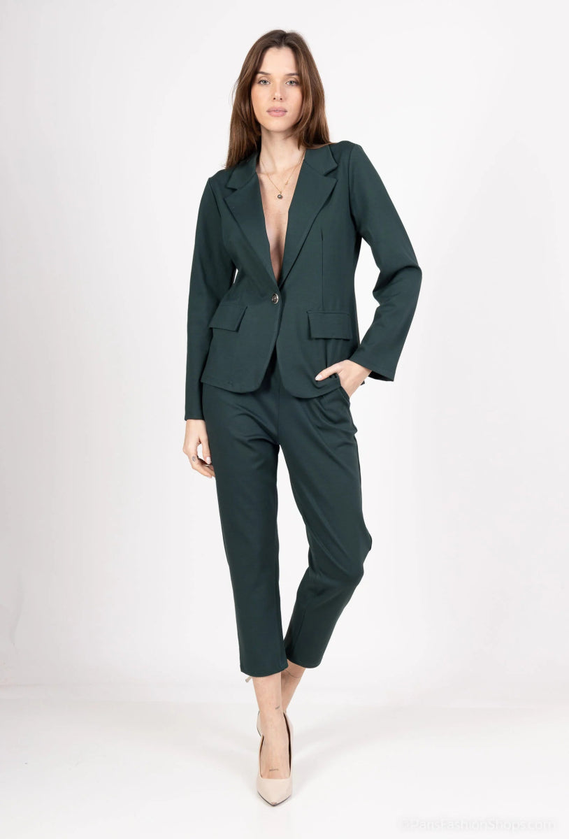 Ensemble tailleur vert foncé veste et pantalon - RIVE GAUCHE