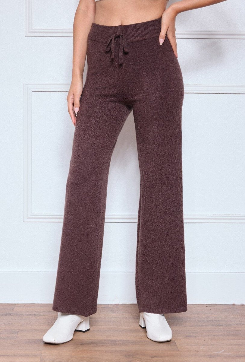 Ensemble top avec boutons sur l’épaule et pantalon chocolat - RIVE GAUCHE