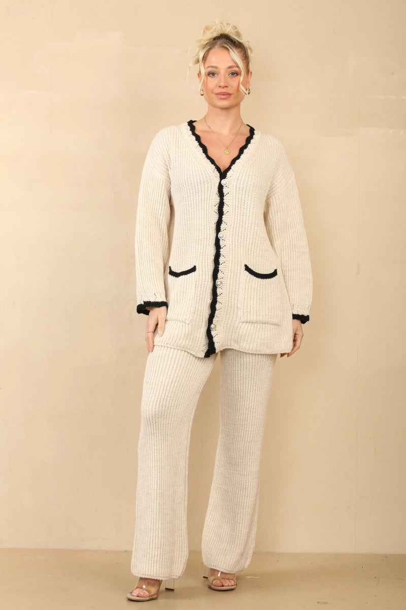 Ensemble tricot cardigan et pantalon écru - RIVE GAUCHE
