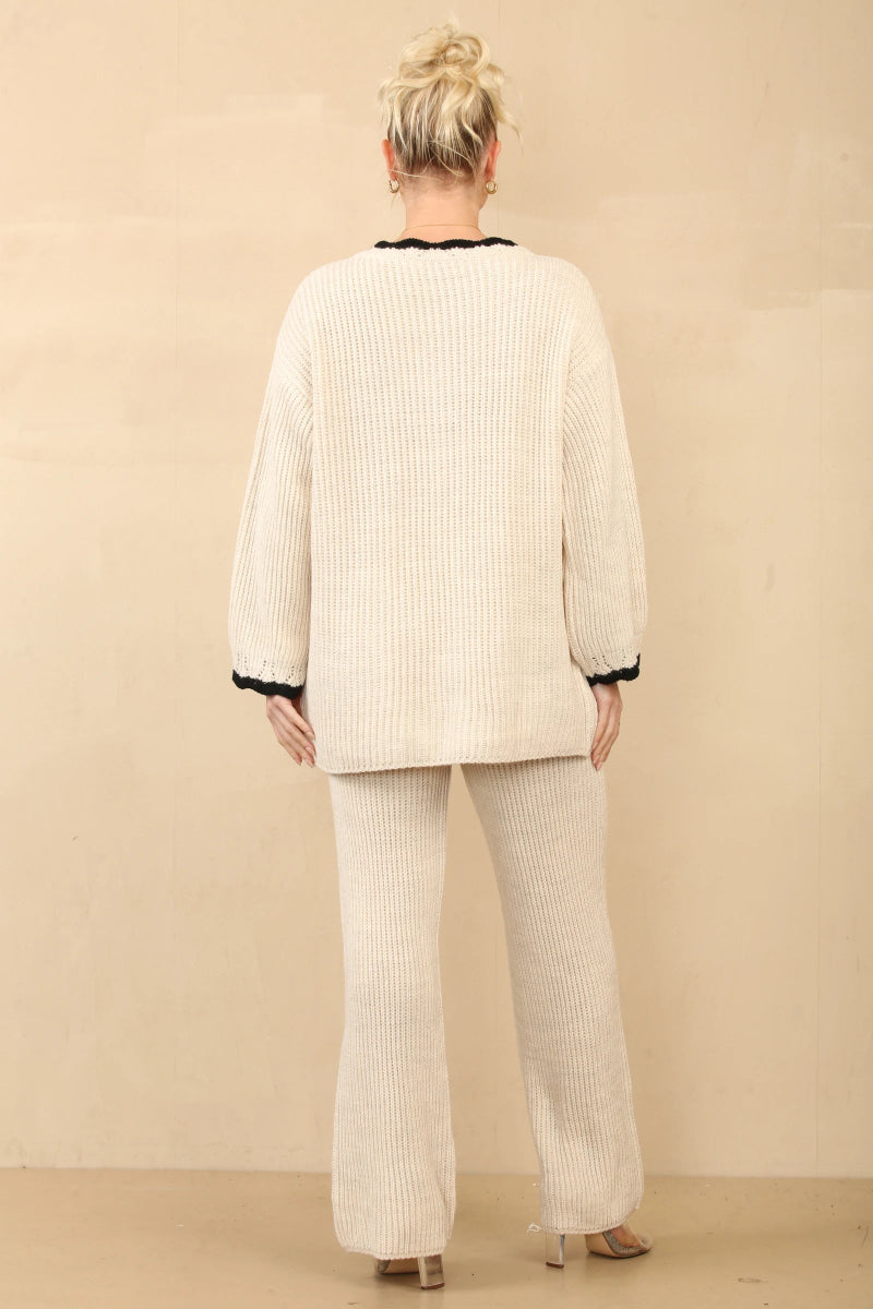 Ensemble tricot cardigan et pantalon écru - RIVE GAUCHE