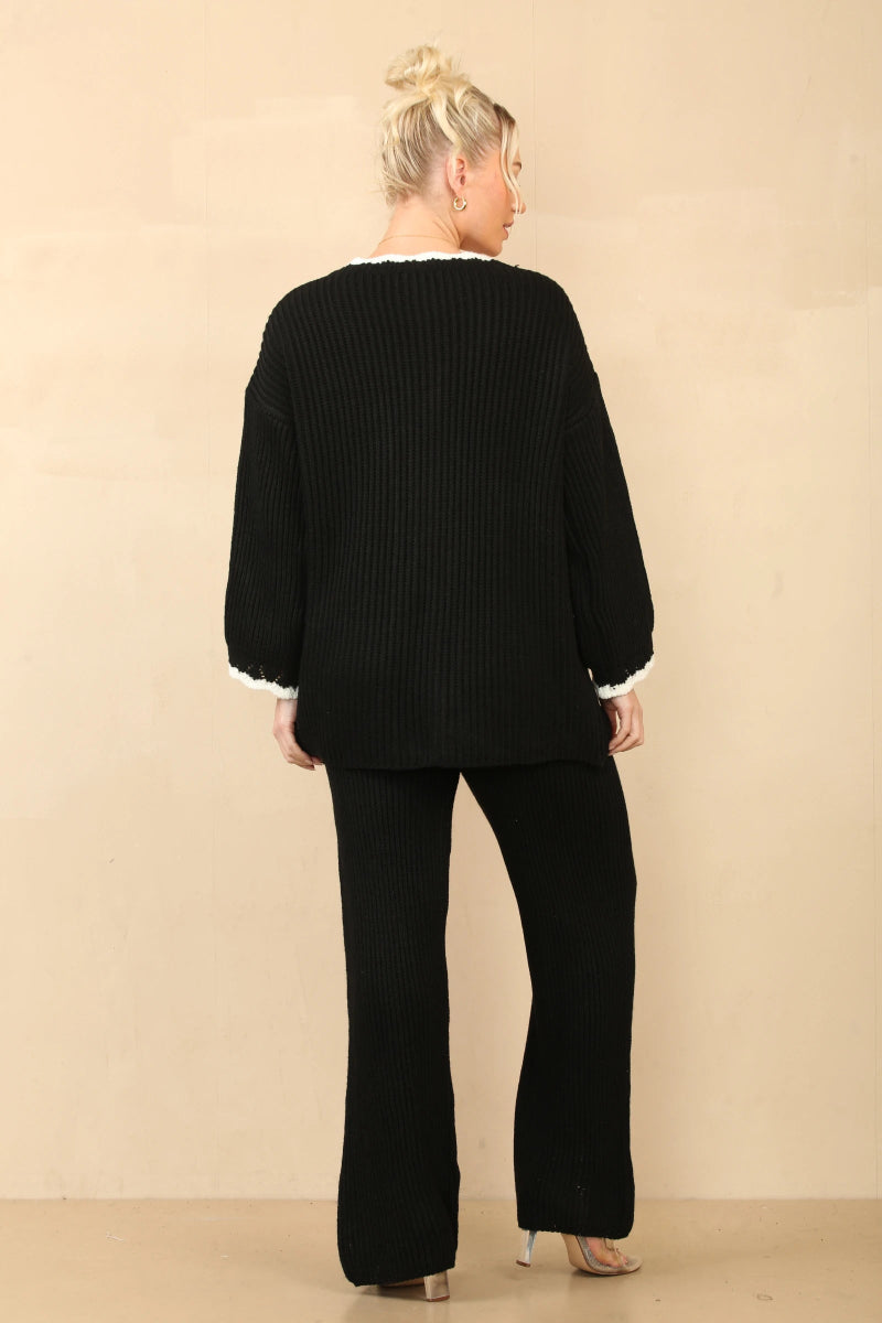 Ensemble tricot cardigan et pantalon noir - RIVE GAUCHE