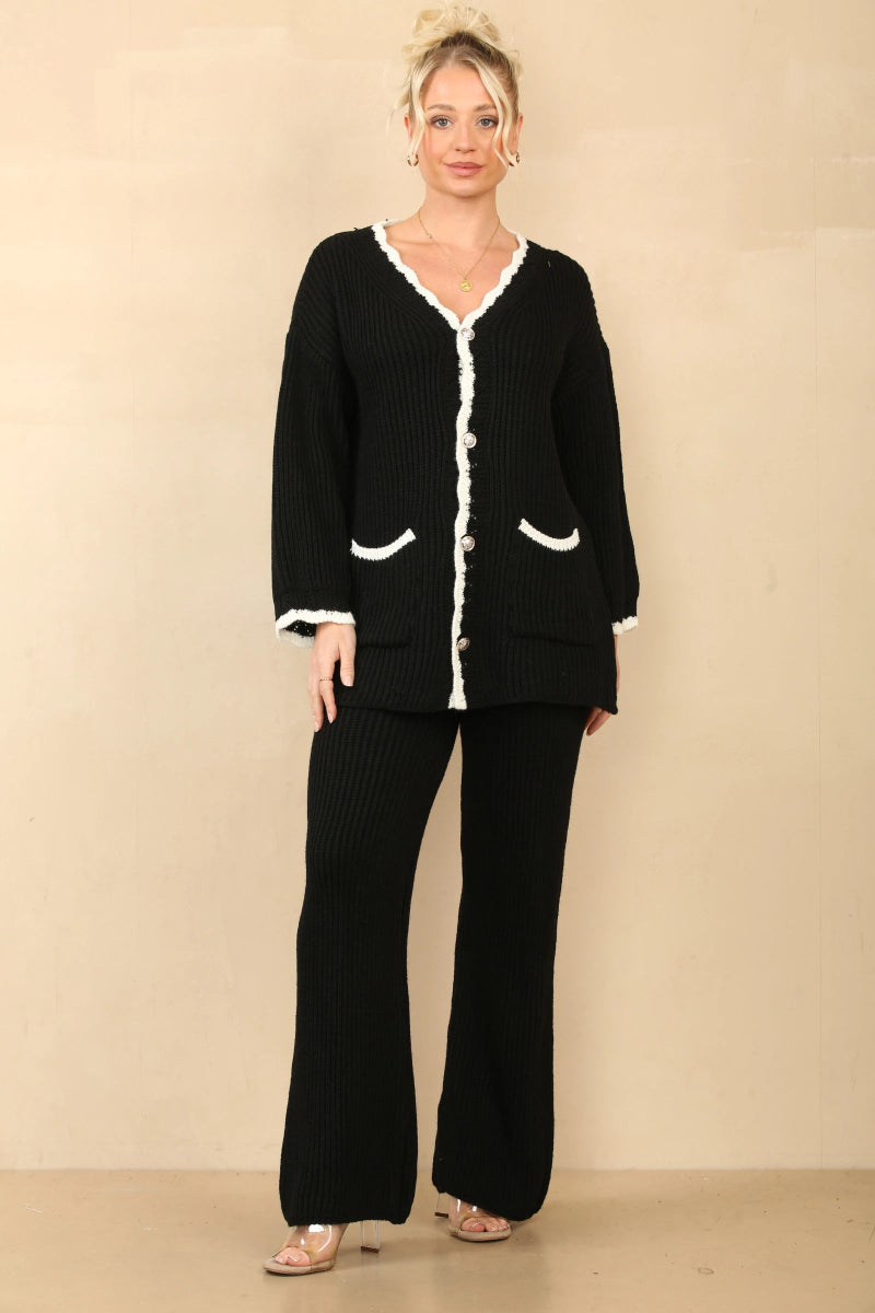 Ensemble tricot cardigan et pantalon noir - RIVE GAUCHE