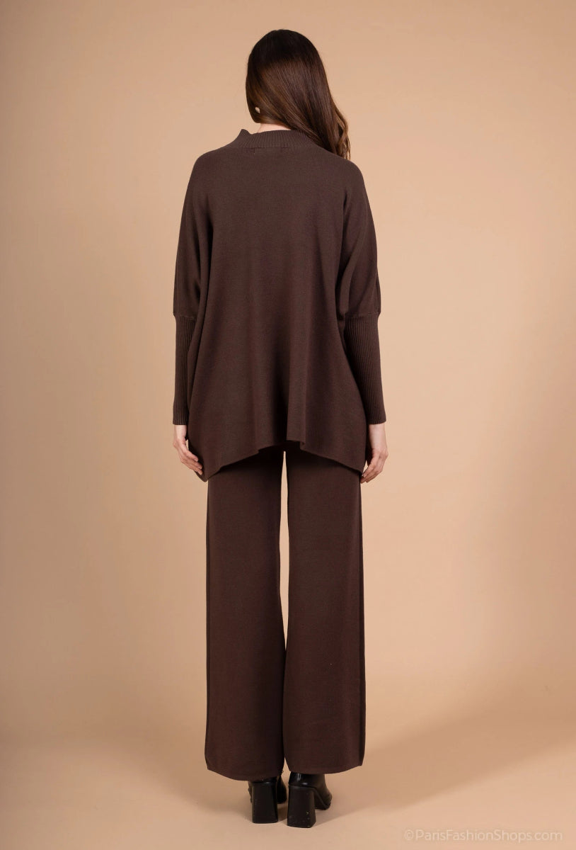 Ensemble tricot pull et pantalon marron - RIVE GAUCHE