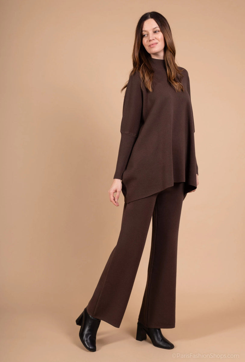 Ensemble tricot pull et pantalon marron - RIVE GAUCHE