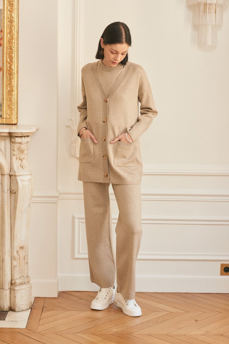 Ensemble tricot trois pièces confort et chic beige - RIVE GAUCHE