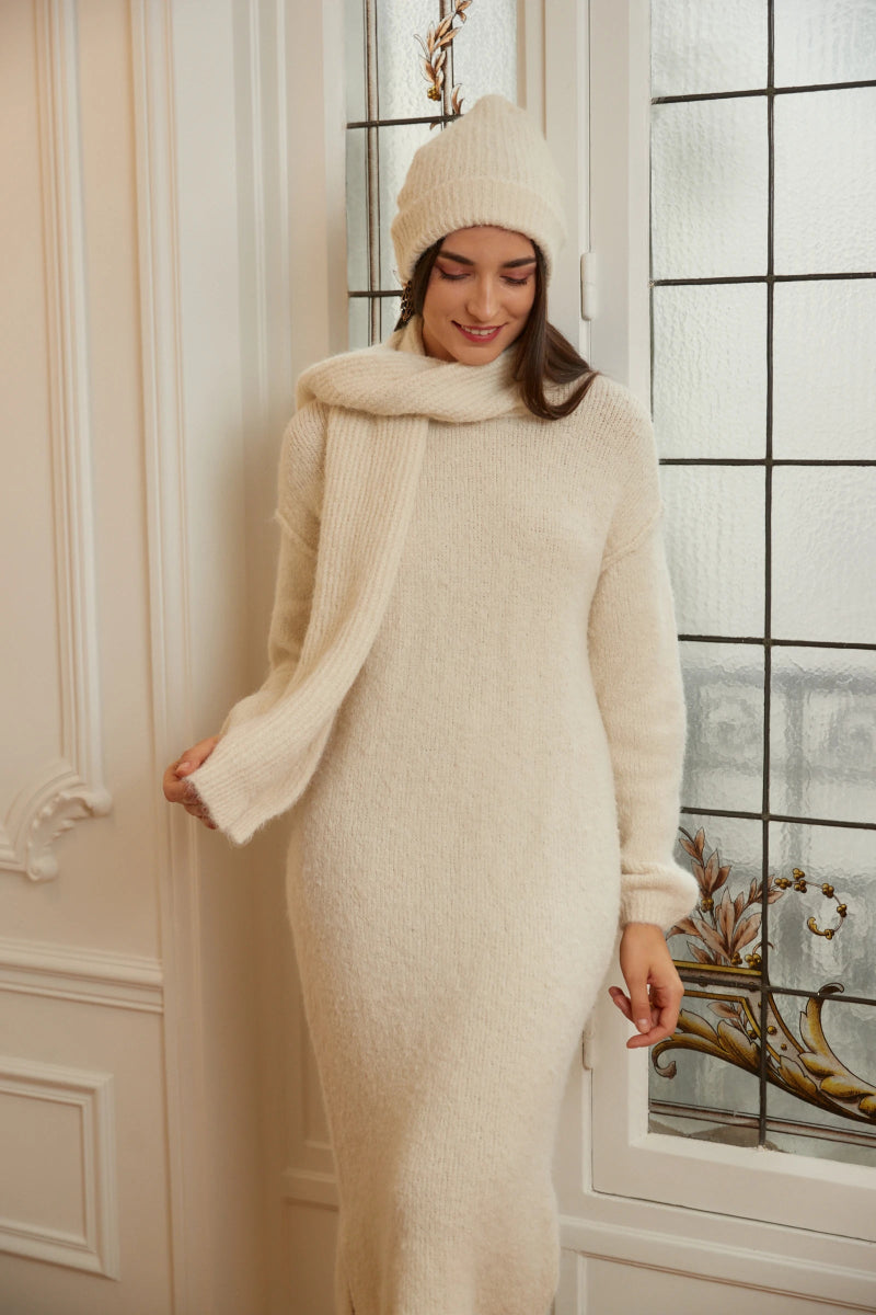 Ensemble tricot trois pièces robe pull écrue - RIVE GAUCHE