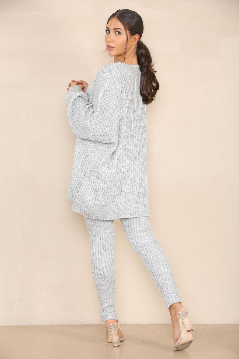 Ensemble tricoté gilet et pantalon gris - RIVE GAUCHE