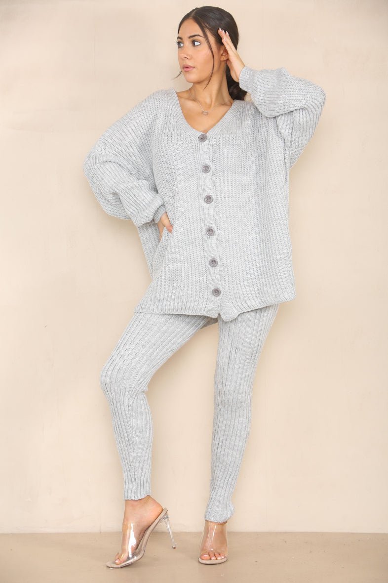 Ensemble tricoté gilet et pantalon gris - RIVE GAUCHE