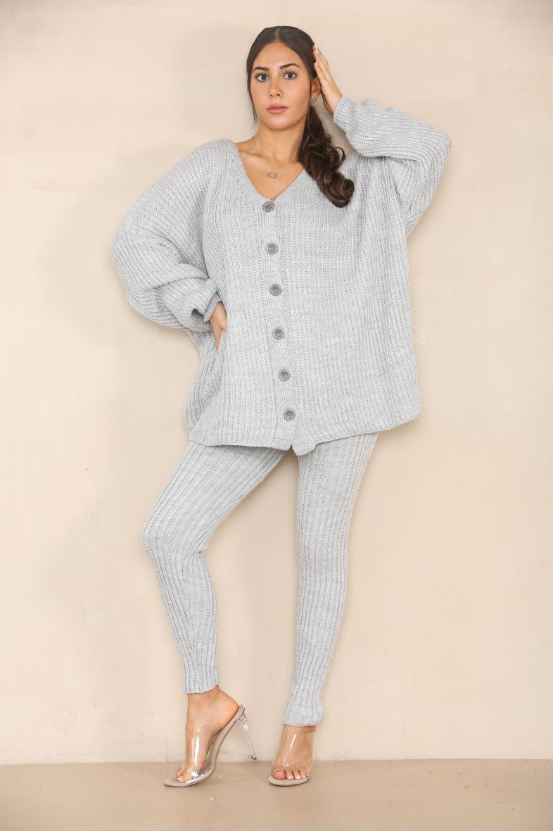 Ensemble tricoté gilet et pantalon gris - RIVE GAUCHE