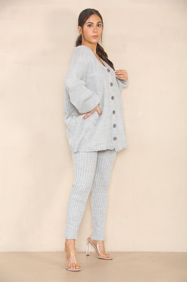 Ensemble tricoté gilet et pantalon gris - RIVE GAUCHE