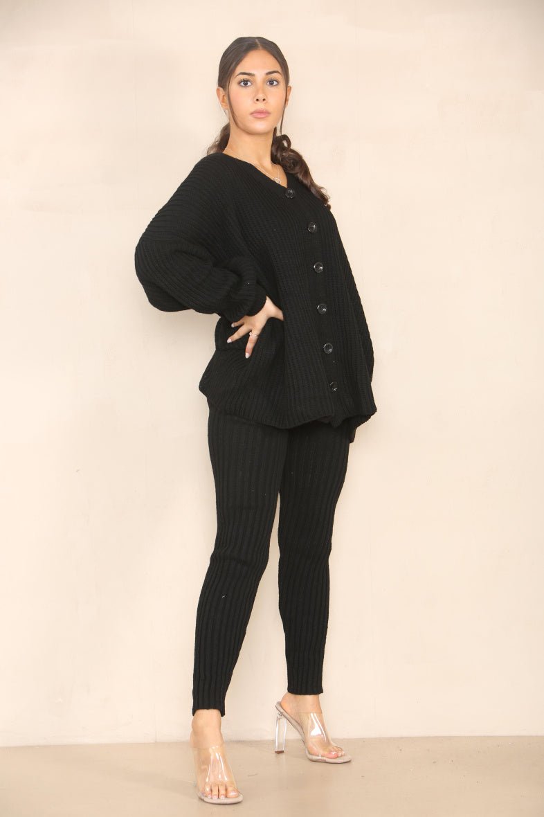 Ensemble tricoté gilet et pantalon noir - RIVE GAUCHE