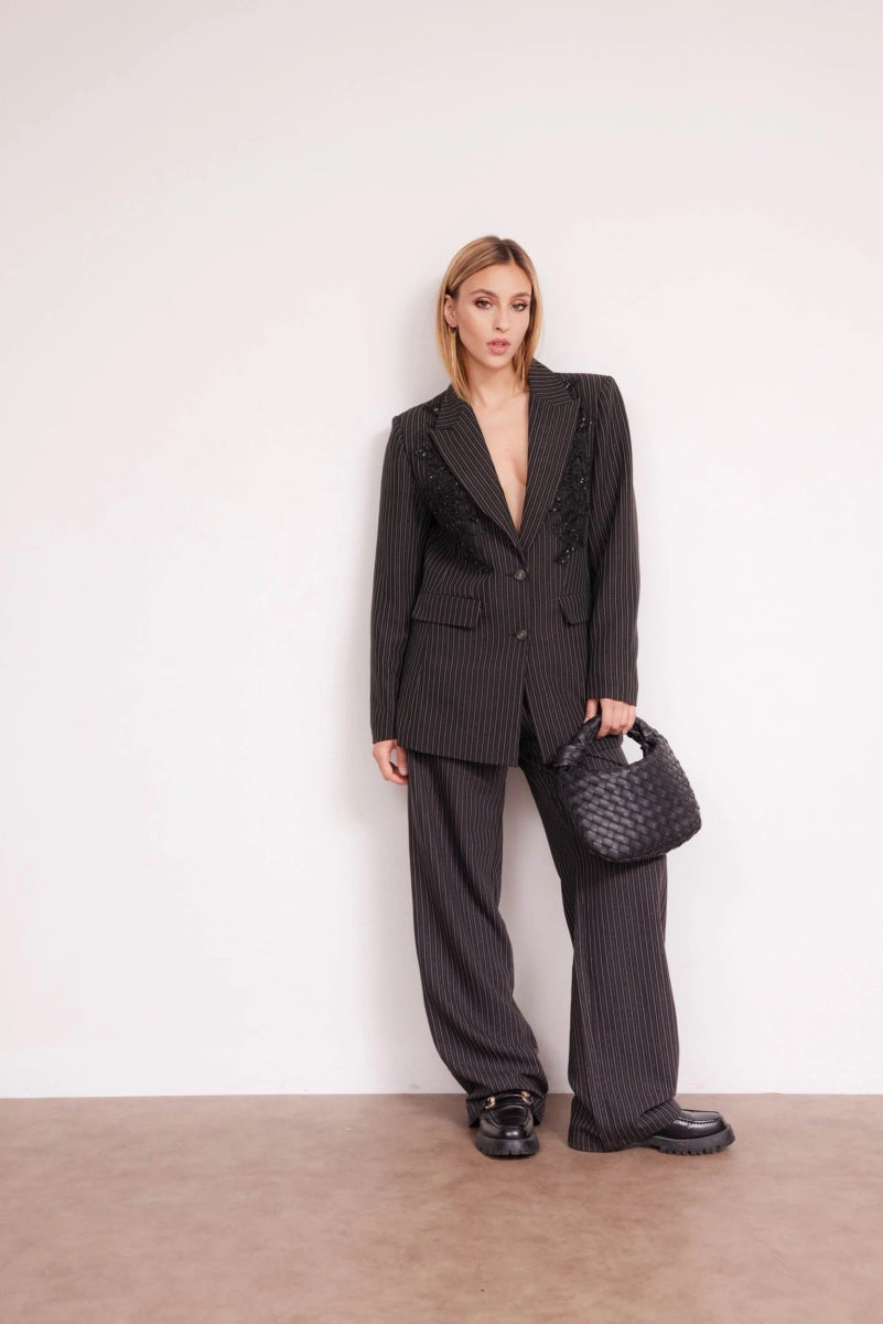 Ensemble veste blazer et pantalon à rayures coupe droite - RIVE GAUCHE