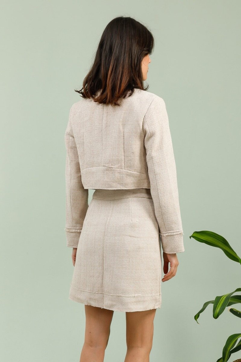 Ensemble veste et jupe en tweed beige – Chic & Intemporel - RIVE GAUCHE