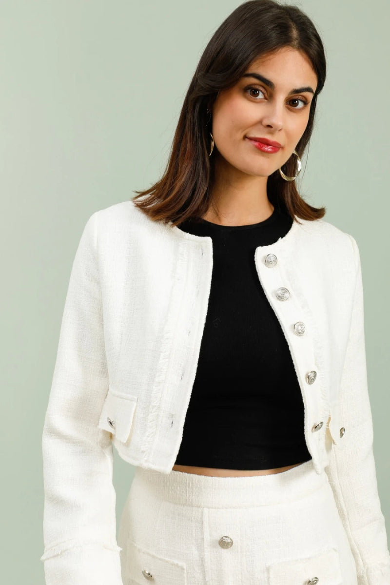 Ensemble veste et jupe en tweed blanc – Chic & Intemporel - RIVE GAUCHE