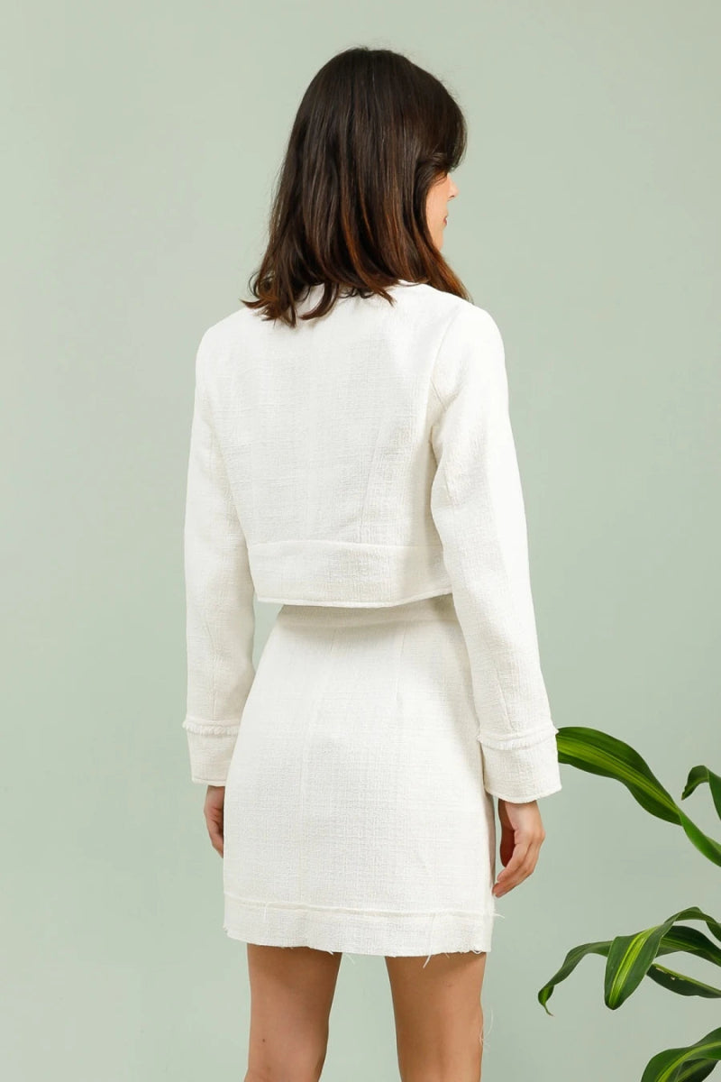 Ensemble veste et jupe en tweed blanc – Chic & Intemporel - RIVE GAUCHE