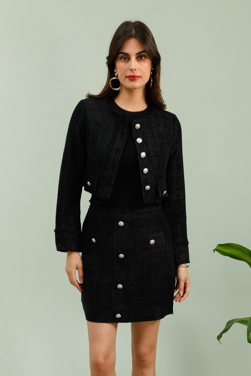 Ensemble veste et jupe en tweed noir – Chic & Intemporel - RIVE GAUCHE