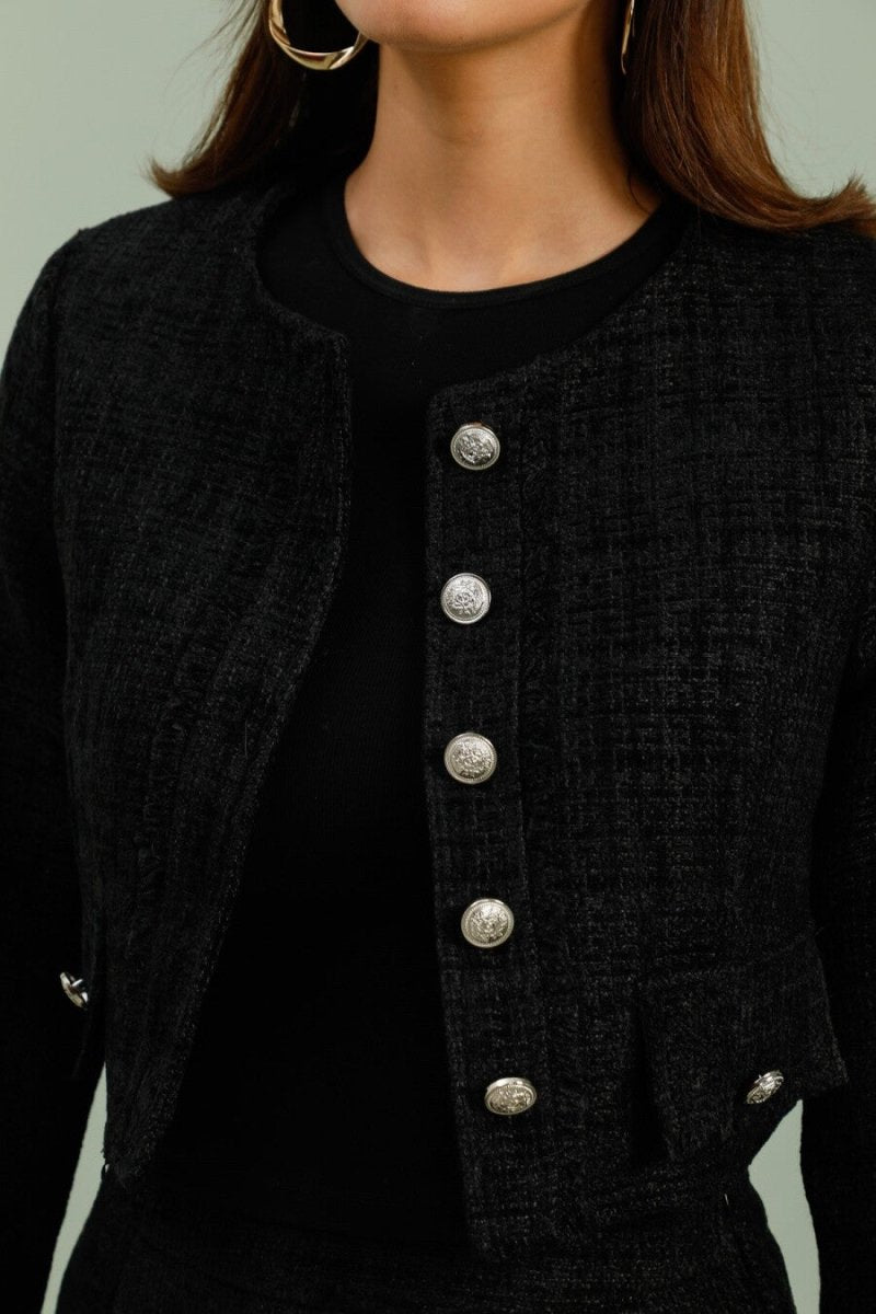 Ensemble veste et jupe en tweed noir – Chic & Intemporel - RIVE GAUCHE