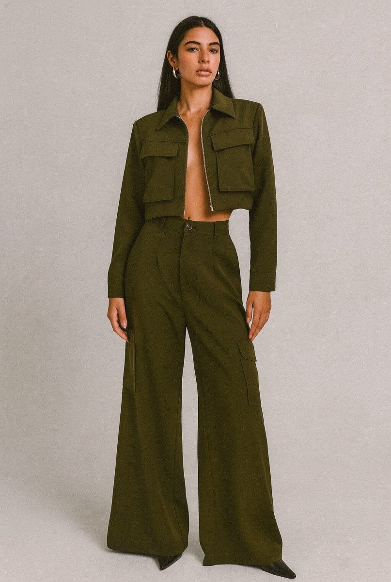 Ensemble veste et pantalon kaki - RIVE GAUCHE