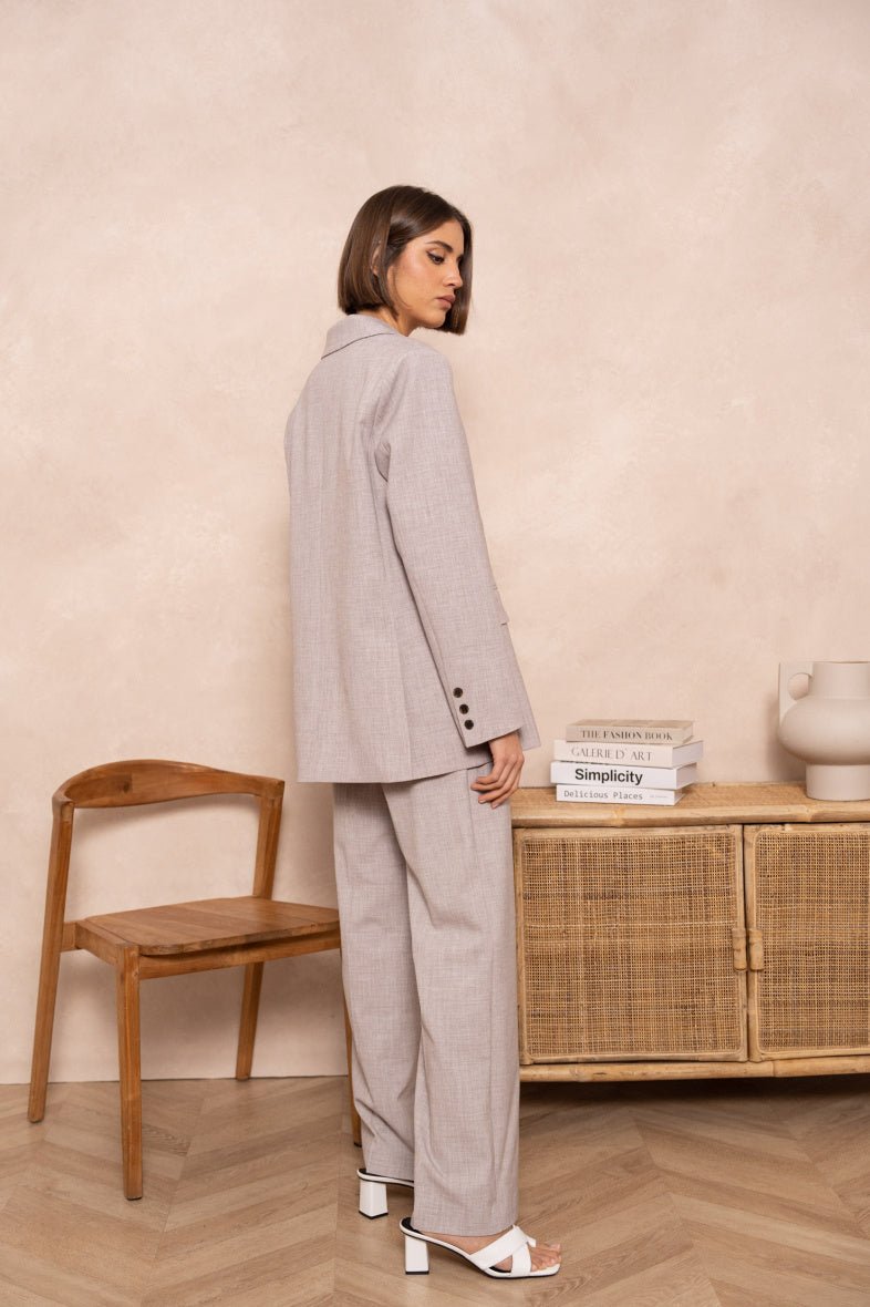Ensemble veste oversize et pantalon coupe droite gris - RIVE GAUCHE