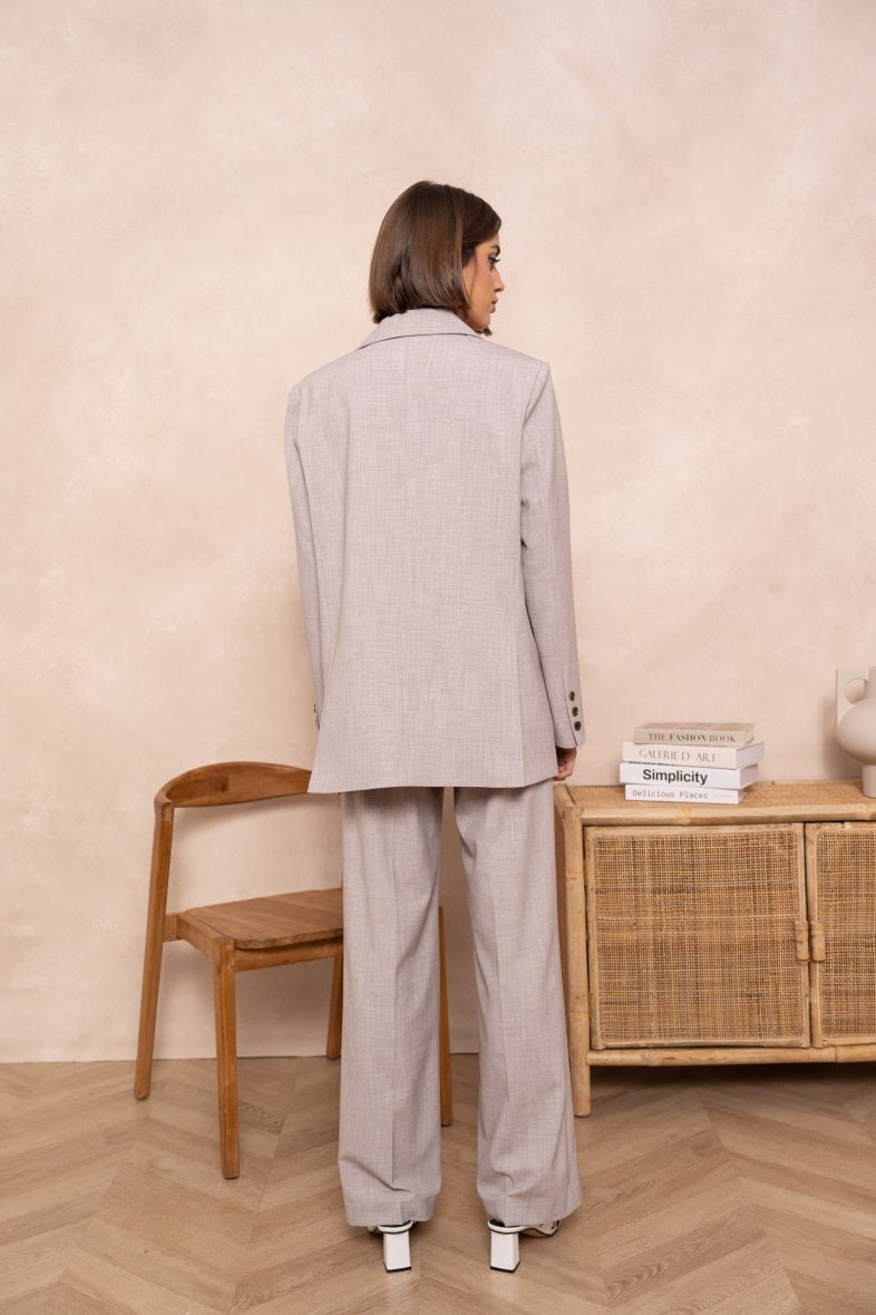 Ensemble veste oversize et pantalon coupe droite gris - RIVE GAUCHE