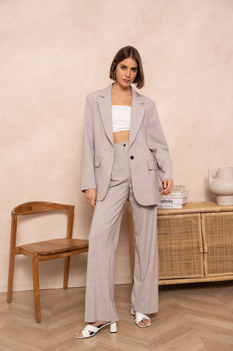 Ensemble veste oversize et pantalon coupe droite gris - RIVE GAUCHE