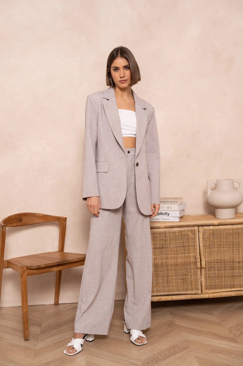 Ensemble veste oversize et pantalon coupe droite gris - RIVE GAUCHE