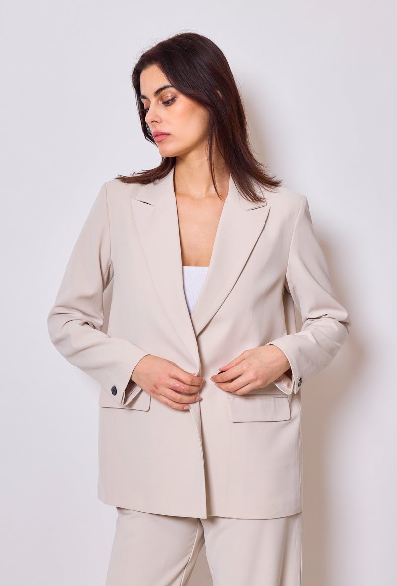 Ensemble veste tailleur oversize et pantalon coupe droite beige - RIVE GAUCHE