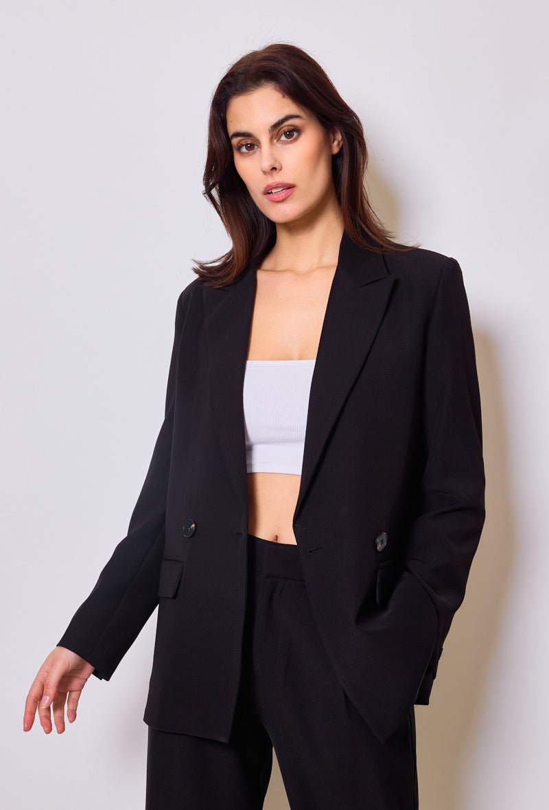 Ensemble veste tailleur oversize et pantalon coupe droite noir - RIVE GAUCHE