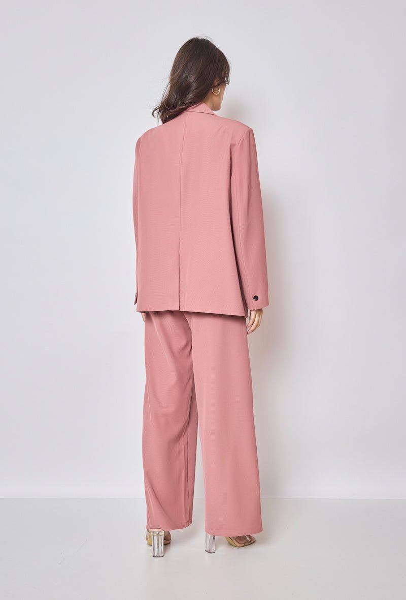 Ensemble veste tailleur oversize et pantalon coupe droite rose - RIVE GAUCHE