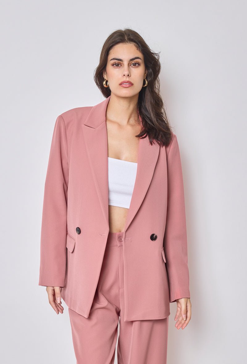 Ensemble veste tailleur oversize et pantalon coupe droite rose - RIVE GAUCHE