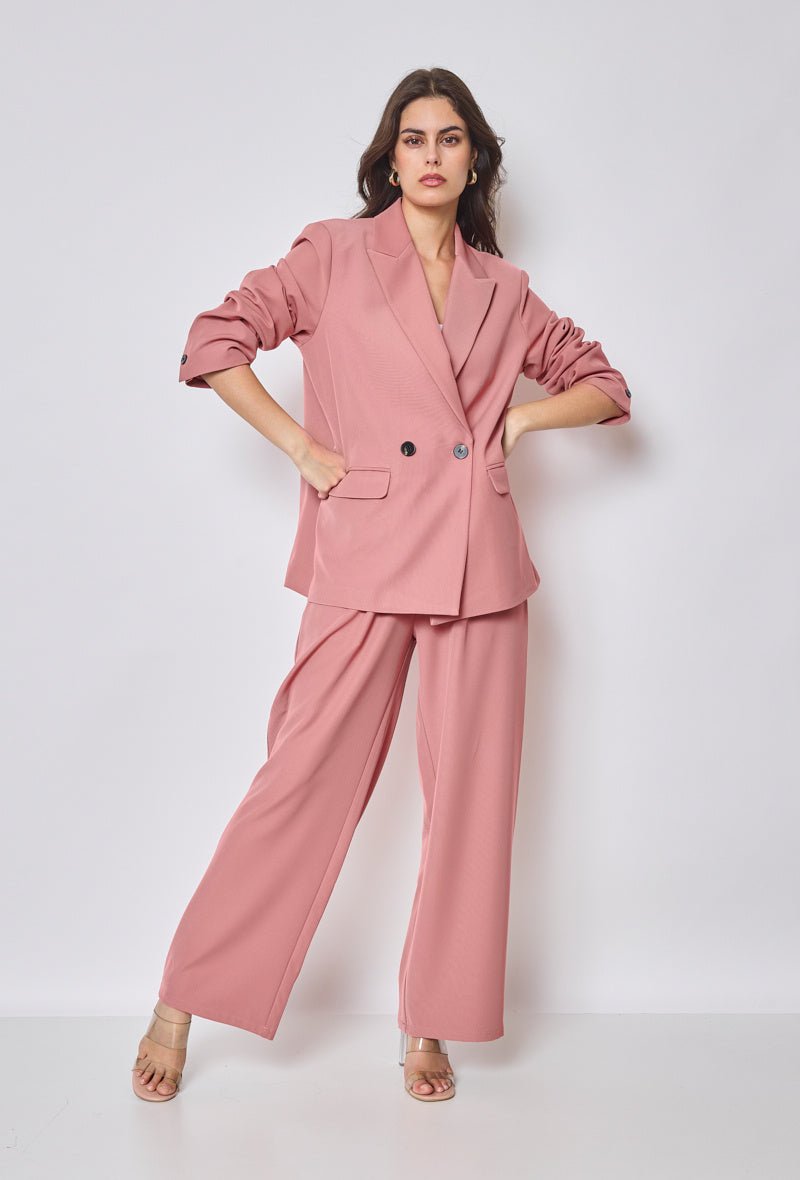 Ensemble veste tailleur oversize et pantalon coupe droite rose - RIVE GAUCHE