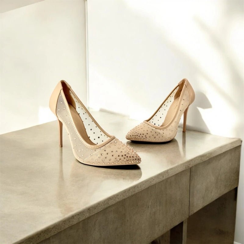 Escarpins à talon haut nude avec strass - RIVE GAUCHE