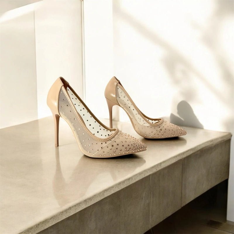 Escarpins à talon haut nude avec strass - RIVE GAUCHE