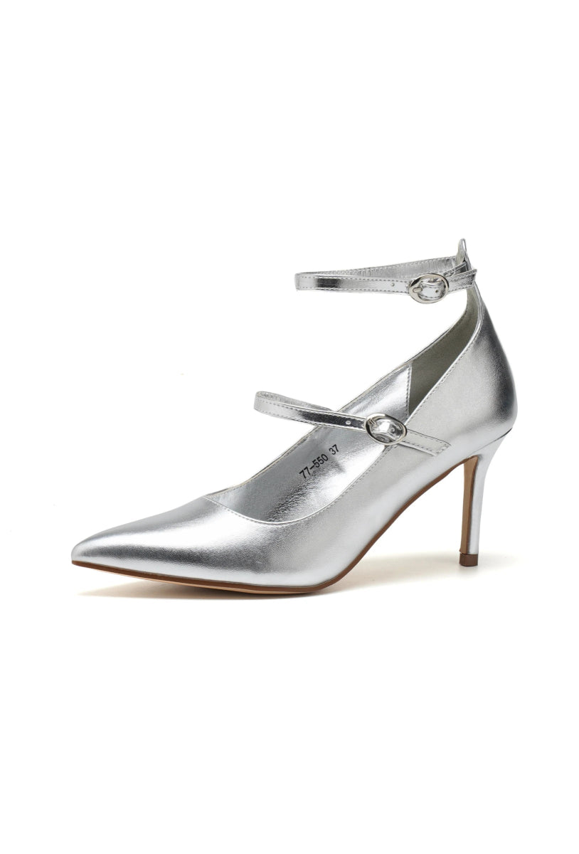 Escarpins argentés double brides - RIVE GAUCHE